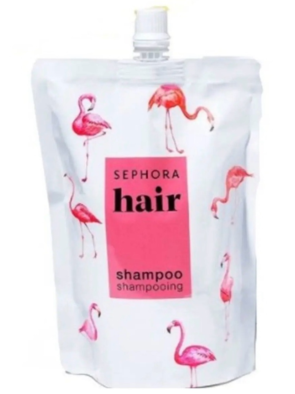 Sephora Hair Shampoo Refill Pouch with Pink Flamingo Artwork